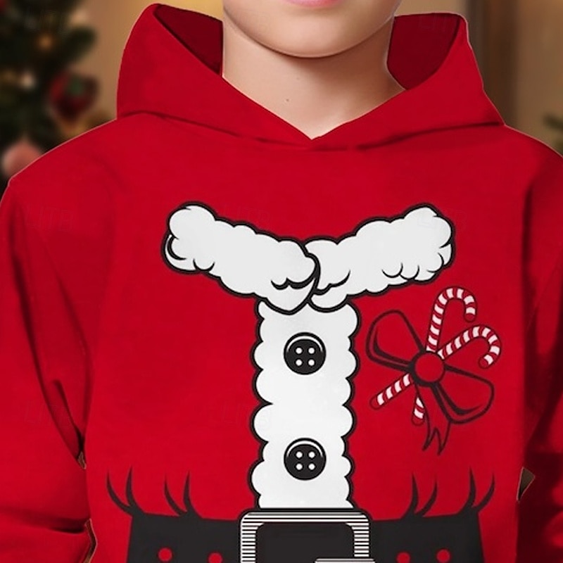 2025年 クリスマス 男の子 3D グラフィック カートゥン パーカー 長袖 春 秋 ファッション ストリートファッション 子供 4〜12年 フード付き アウトドア カジュアル 日常 レギュラー  コレクション – $18.99 –P2