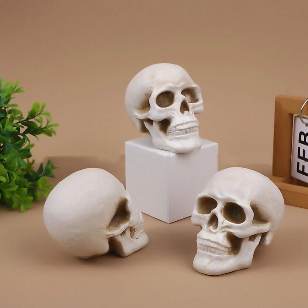 1 pezzo di braciere ignifugo in ceramica per Halloween, teschio, statuetta a forma di testa di scheletro in fiamme per camino o braciere, spaventoso accessorio per feste di Halloween e spaventosa del 2025 a $7.99 –P7
