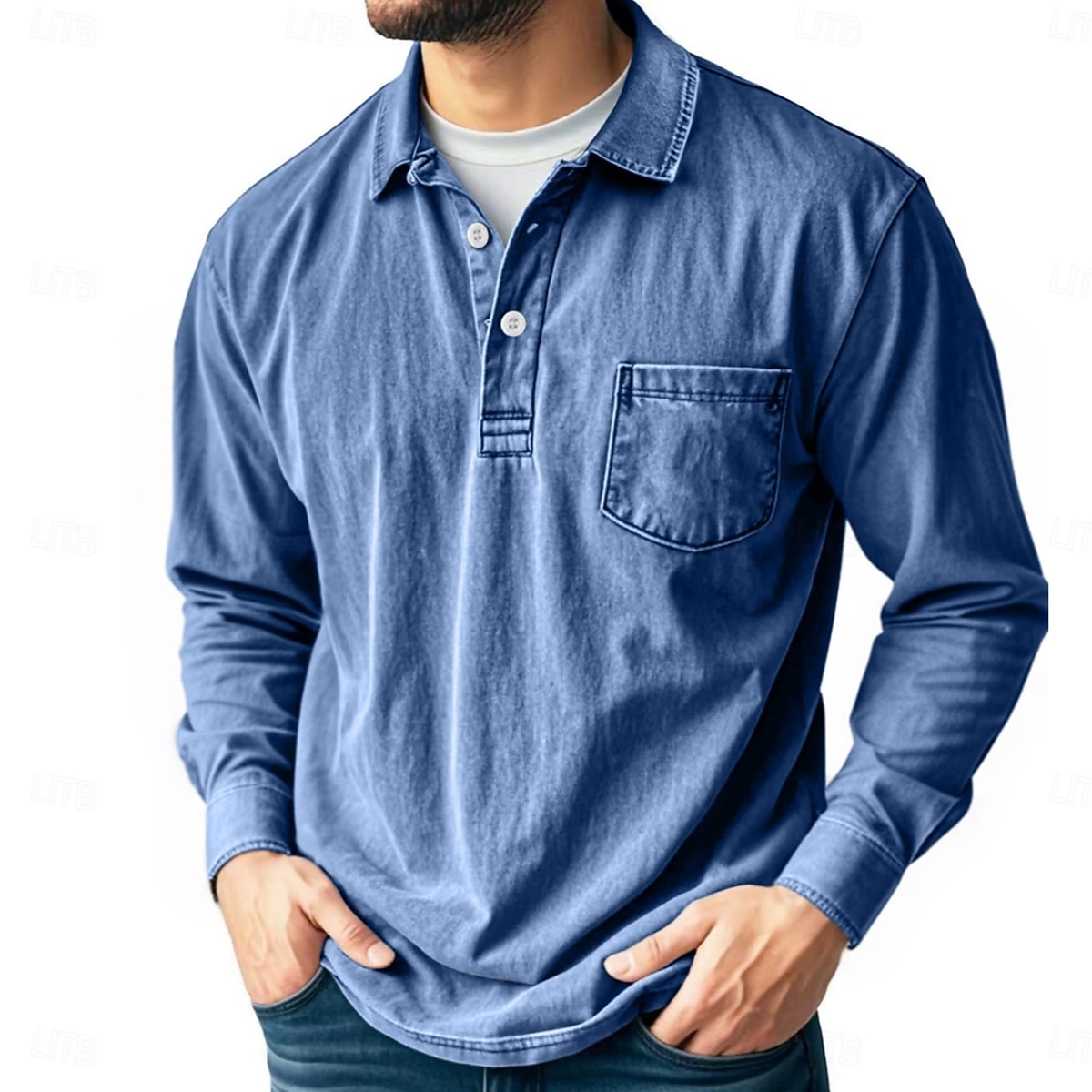 Men's Vintage Polo Shirts Golf Polos Shirts Street Business Classic Long Sleeve Vintage Basic Solid Color Pocket Fall Winter All-Seasons Regular Fit Pink Black Gray Blue Purple Khaki Polo Shirts 2025 - $28.99 –P2