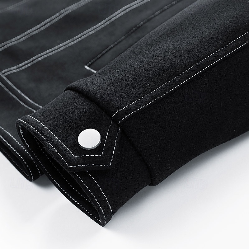 Homens Jaqueta de camurça sintética Férias Diário Respirável Bolsos Primavera Outono Tecido Moda Clássico Lapela Padrão Preto Marron Verde Tropa Casaco de 2025 por $52.99 –P8