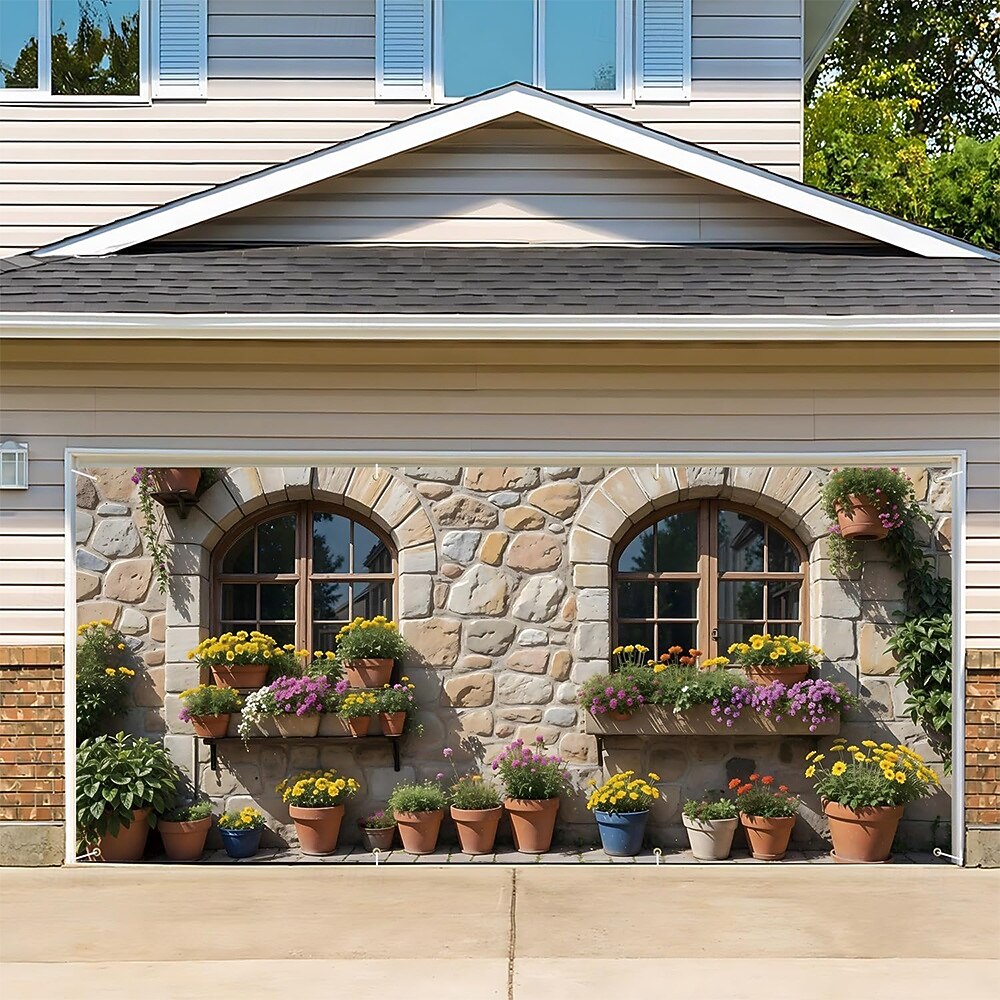 Κάλυμμα γκαραζόπορτας Μεγάλη Κρεμαστή Πέτρινος τοίχος Ρουστίκ Παράθυρα Αγροτικός 3D Πάρτι Για Υπαίθρια Χρήση Φόντα λήψης Εξώπορτα Διακοσμήσεις τοίχου πόρτα φόντο 2026 - $29.99 –P1