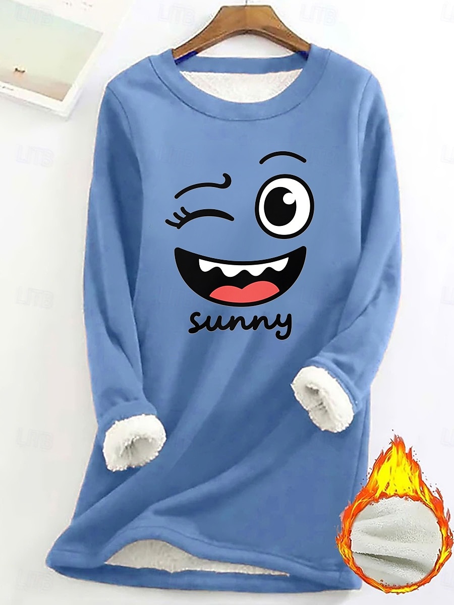 Mulheres Pijama de moletom com forro de lã Moletom Pullover camisolas Gráfico Quente Roupa de rua Casual Manga Longa Gola Redonda Tops longos Casa Dia a Dia Casual Imprimir Preto Amarelo Rosa Rosa de 2025 por $23.99 –P6