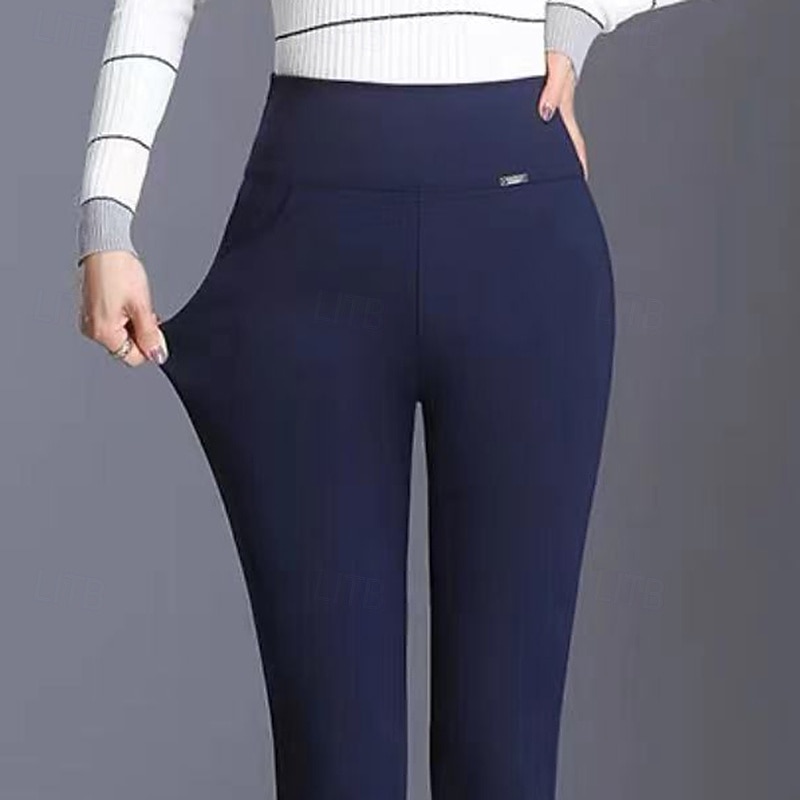 Mulheres Leggings casuais Calças de Lounge Com bolsos Cintura Alta Academia Exterior Corrida Calças Côr Sólida Azul Escuro Esportes Roupas Esportivas de 2026 por $6.49 –P2