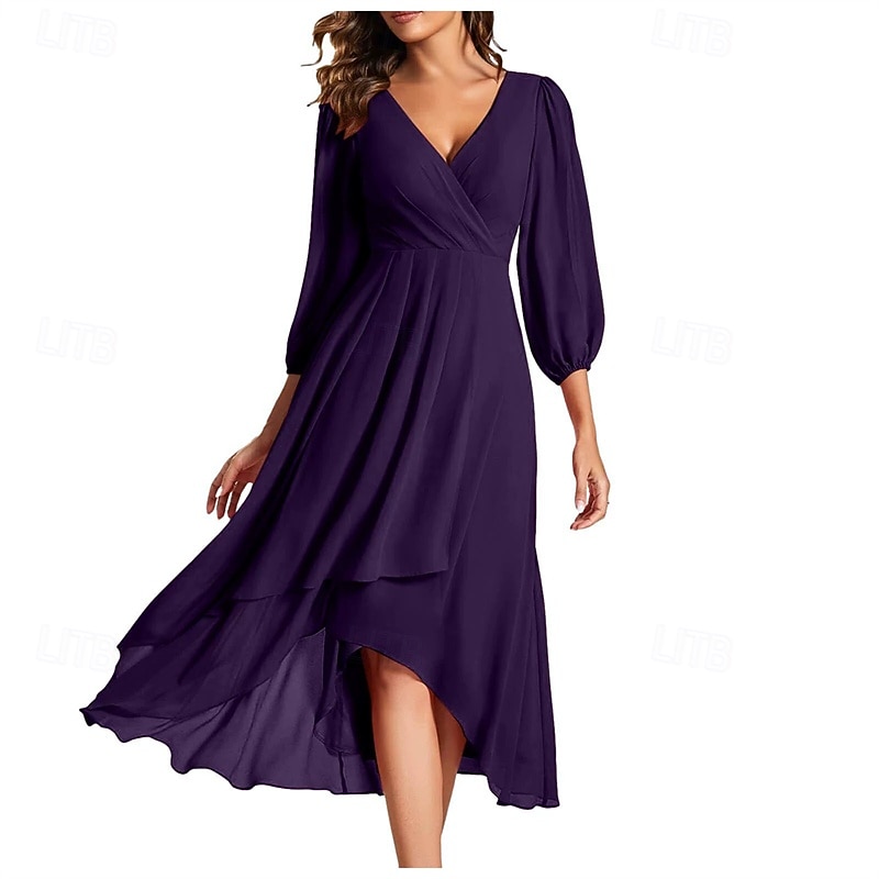 Femmes Robe Longue Maxi Robe Robe de Soirée Mousseline de Soie Robe en Chiffon Élégant Mode Moderne Extérieur Soirée Coupe régulière Uni manche longue Col en V Noir Blanche Rouge Bleu Printemps de 2025 ? $37.79 –P4