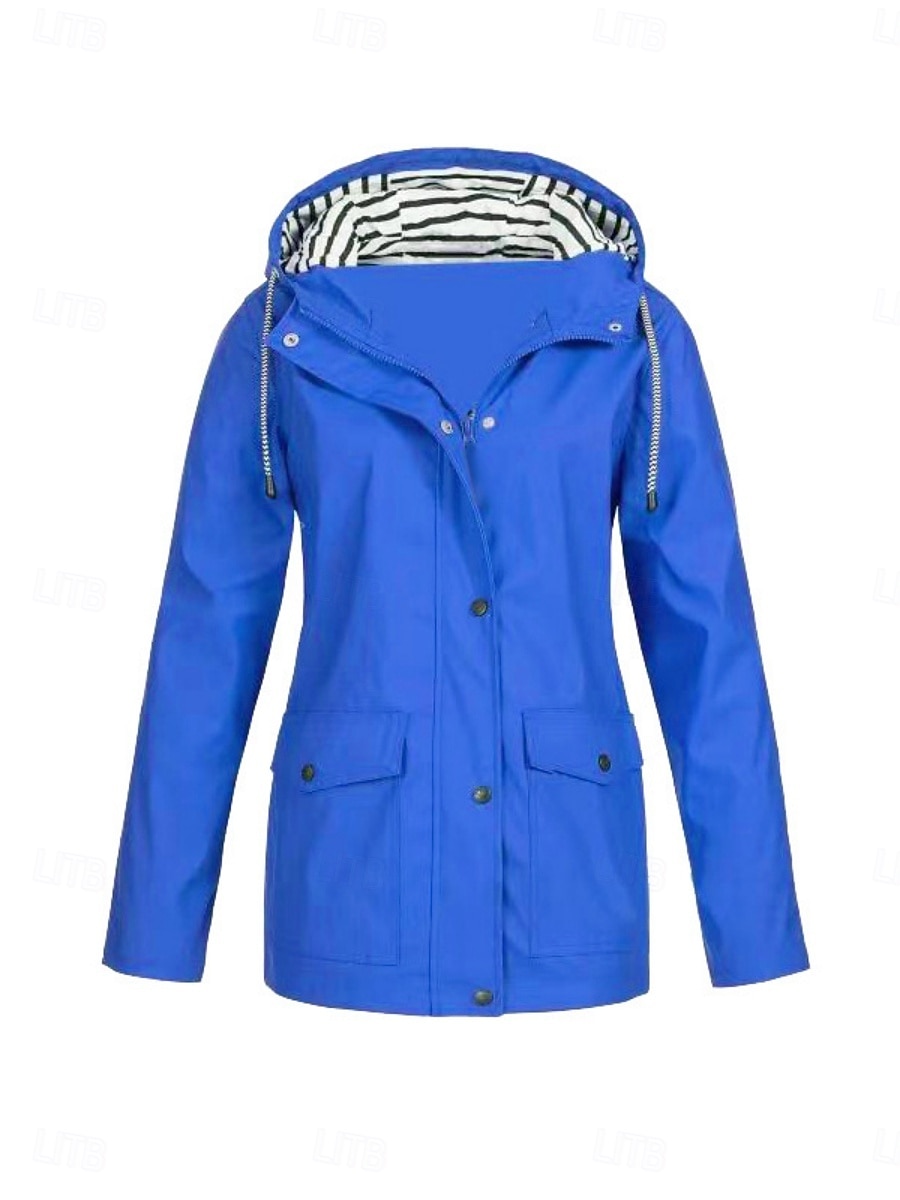 Mujer Chaqueta con capucha Cómodo Transpirable Bolsillo Botones Casual Plano Vacaciones Calle Casual Ropa Cotidiana Botonadura Simple Regular Con Capucha Ajuste regular Manga Larga Ropa de calle 2025 - $31.99 –P3
