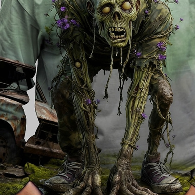 Halloween Poikien 3D Haamu T-paita Pitkähihainen Kevät Syksy Muoti Perus Lapset 4-12 vuotta Tiukka pyöreä kaula-aukko ulko- Kausaliteetti Päivittäin Normaali 2025 - $13.99 –P3