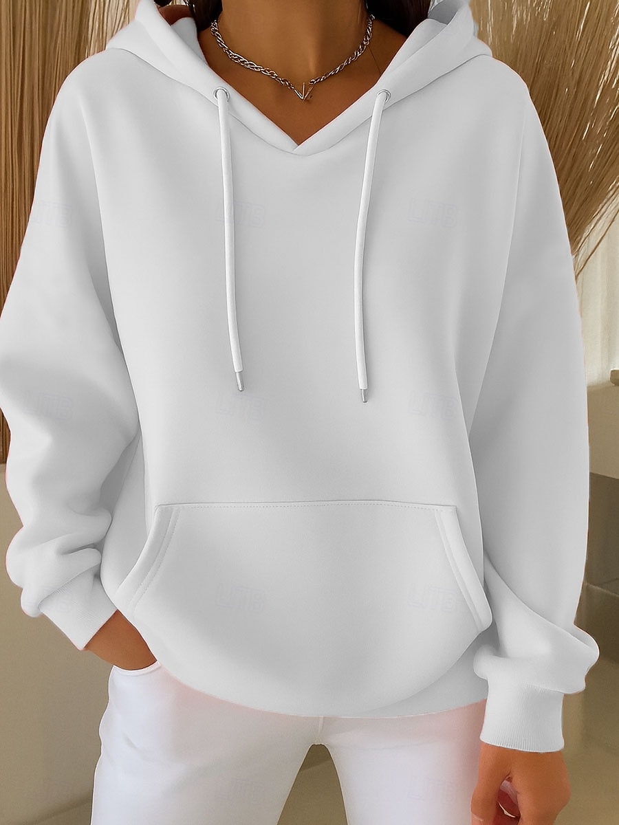 Femmes Sweat à capuche Uni Occasionnel manche longue À capuche Hauts Réguliers Tenue de soirée Rue Tenue Quotidienne Blanche Rose Claire Bleu Violet Vert Printemps Automne Hiver de 2025 ? $27.99 –P5