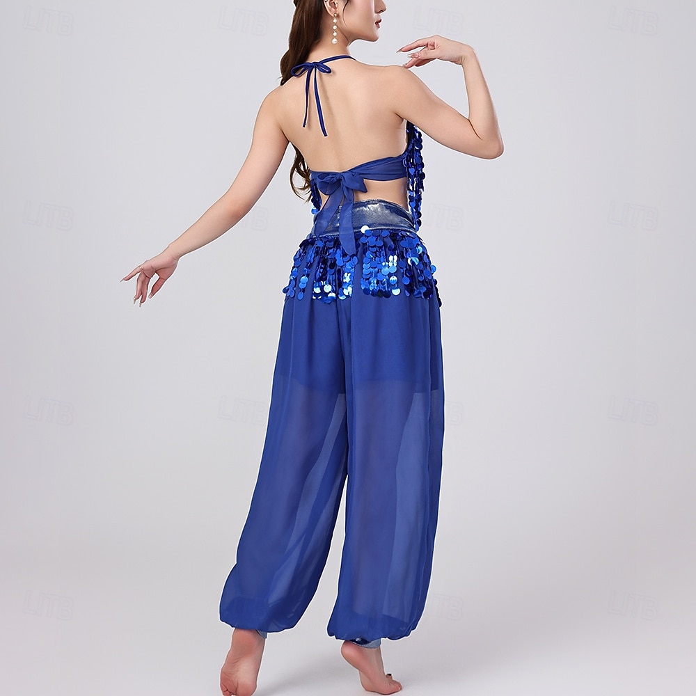 Magdans Topp Ren Färg Tvinning Paljetter Dam Prestanda Träning Ärmlös Hög Polyester 2025 - $56.99 –P4