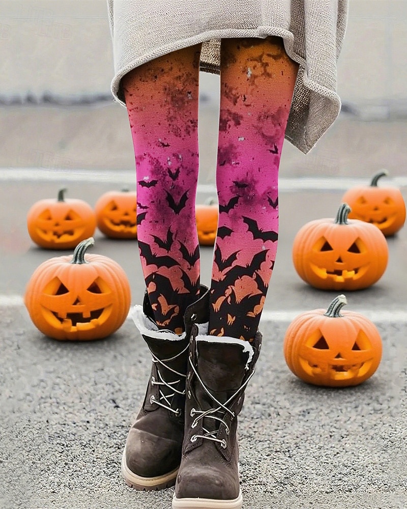 Dámské Kalhoty Legíny Pohodlné legíny Šik ven Na běžné nošení Plná délka Vysoký pasPantsHalloween Netopýr Elastický pas Tisk Prodyšnost Pohodlné Elastické Dovolená ulice Denní nošení Světlá růžová 2025 - $24.99 –P1