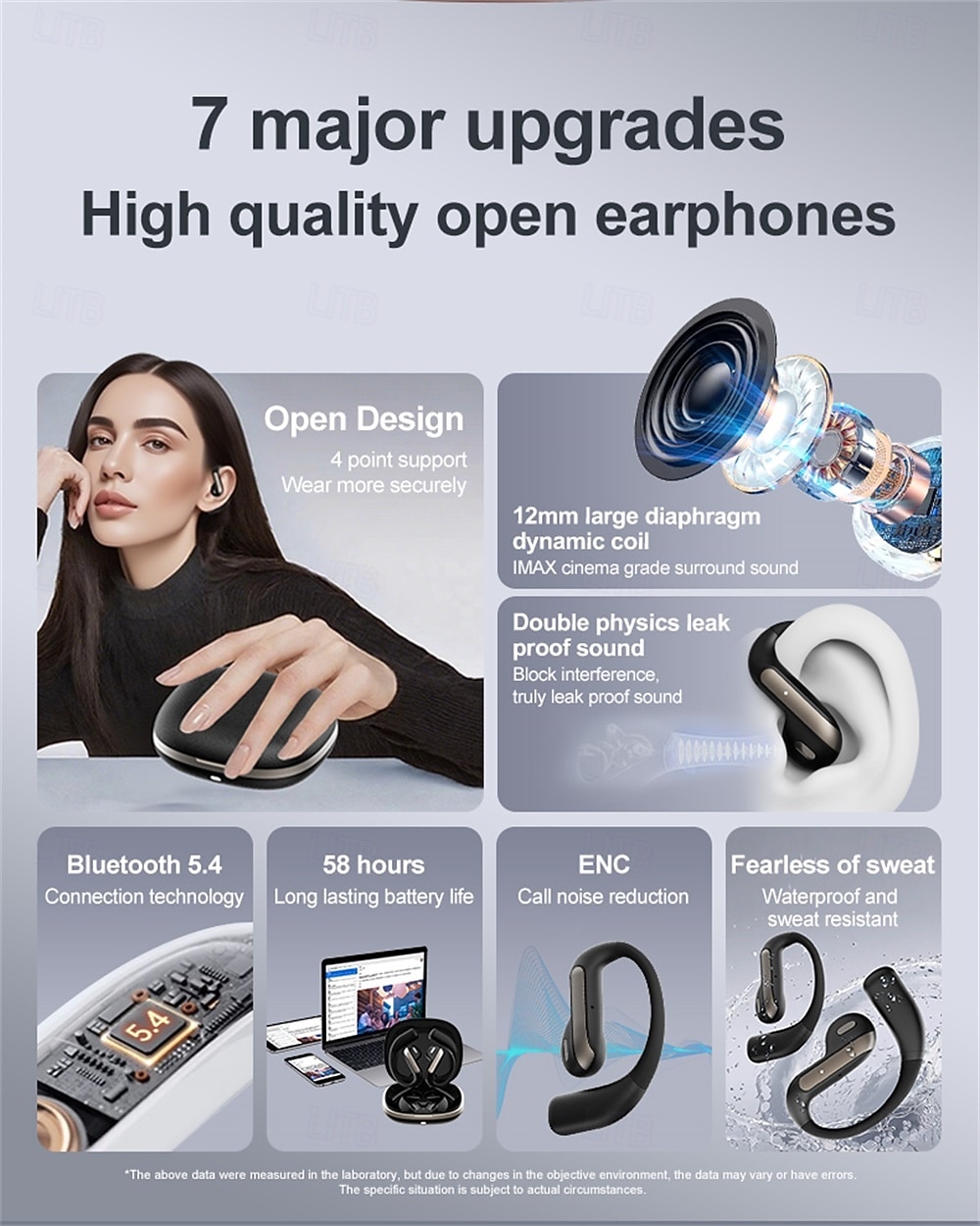 Cuffie con traduzione intelligente con intelligenza artificiale, cuffie sportive Bluetooth wireless di lunga durata, cuffie stereo con conduzione aerea semi-intraurale del 2025 a $23.99 –P2