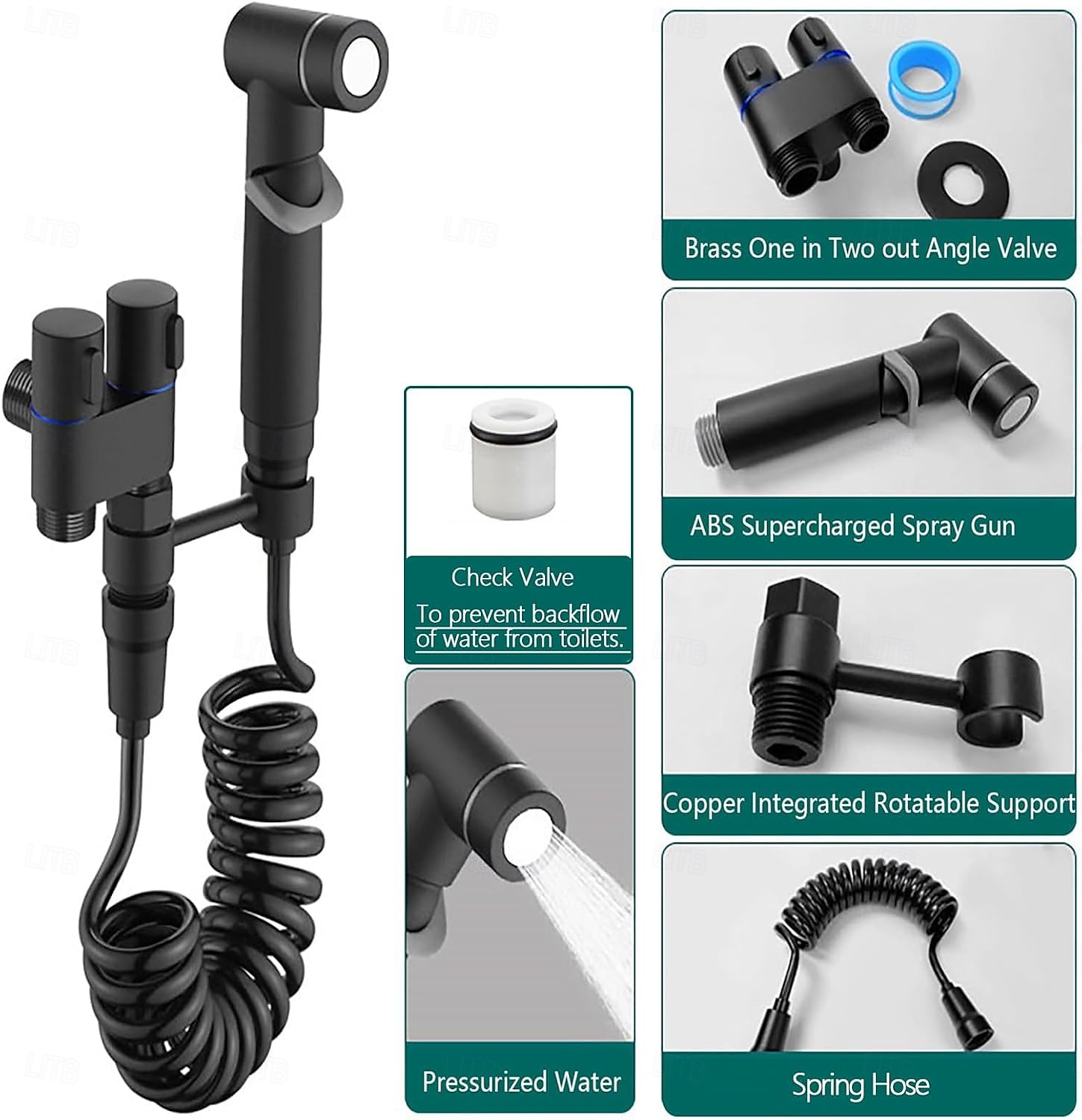 Handheld Bidet Sprayer for Toilet,1-In-2-Out Dual Control Valve,Mini Toilet Faucet Sprayer Kit Butt Washer,Hand Shower Bidet Attachment for Washing Machine and Toilet 2026 - E£1931.52 –P2