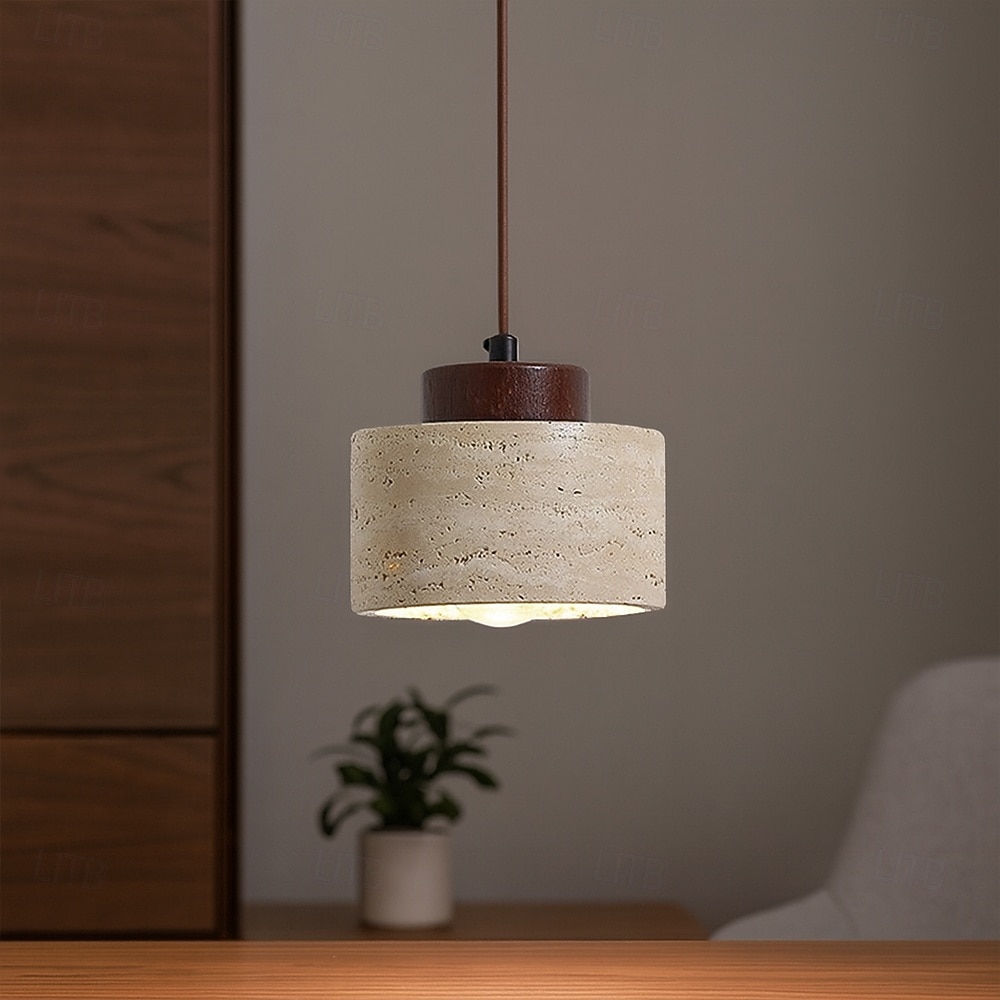 lampada a sospensione in pietra naturale nordica cilindro piccolo metà secolo moderno appeso 85-265v del 2025 a $67.99 –P14