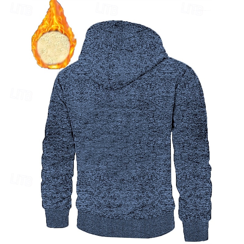 Voor heren Trui met capuchon Hoodie met volledige rits Sherpa Fleece Hoodie Spijkerbroekblauw Zwart Marineblauw Donkergrijs Capuchon Effen Lapwerk Sport & Outdoor Dagelijks Feestdagen Polyester 2026 - $28.99 –P3