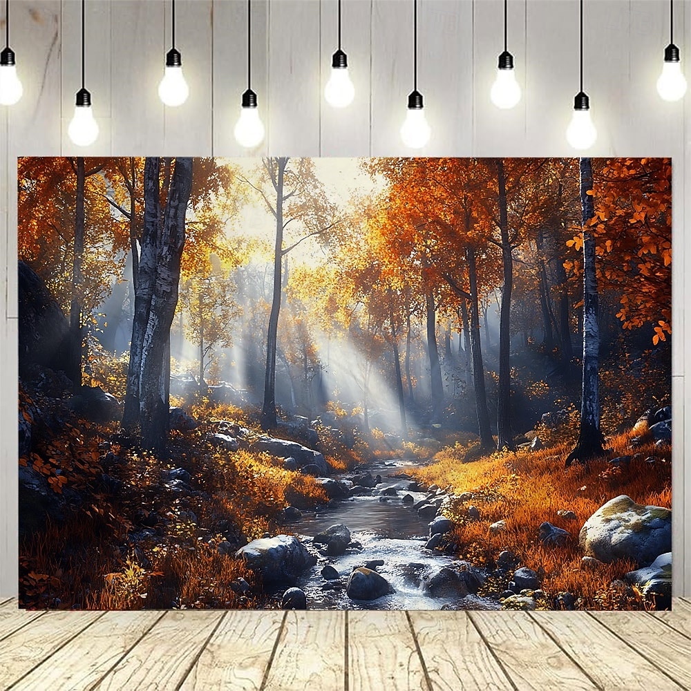 Tapiz colgante de cascada de bosque otoñal, arte de pared, gran mural escénico, decoración, manta, cortina, fondo fotográfico para el hogar, dormitorio, sala de estar, oficina, decoración de pared 2026 - $17.99 –P1