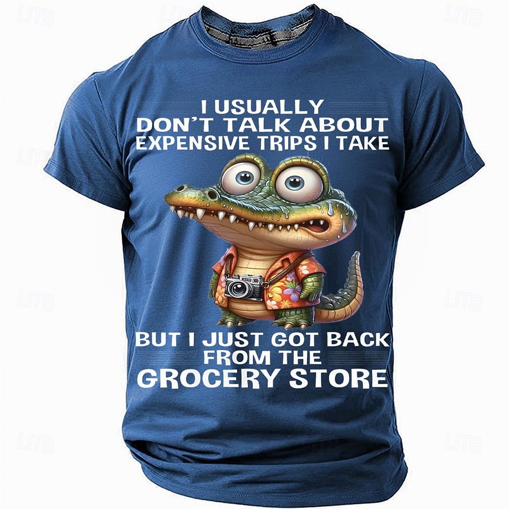 Camiseta Masculina Engraçada "Viagens Caras" Gráfica de Supermercado Jacaré Manga Curta Humor de 2026 por $21.99 –P3