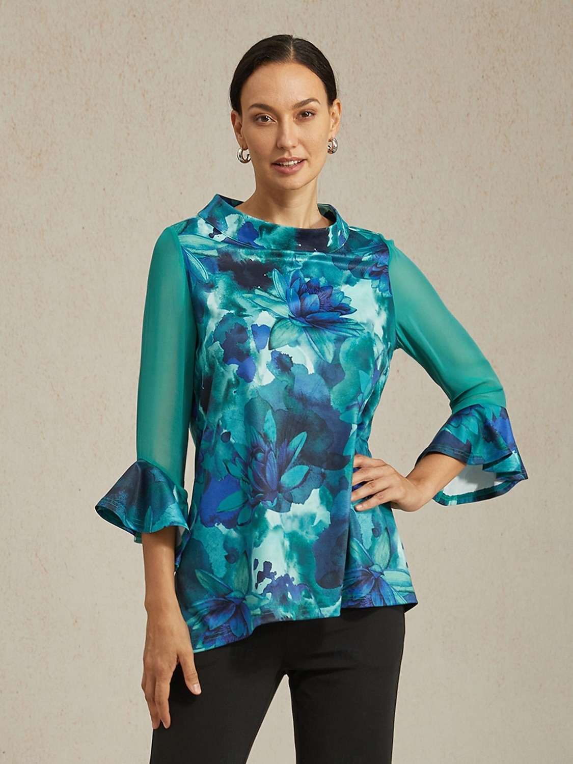 Chemisier femme vert tie dye floral pull en tricot extensible coupe confortable décontracté vacances printemps été automne de 2025 ? $61.99 –P1