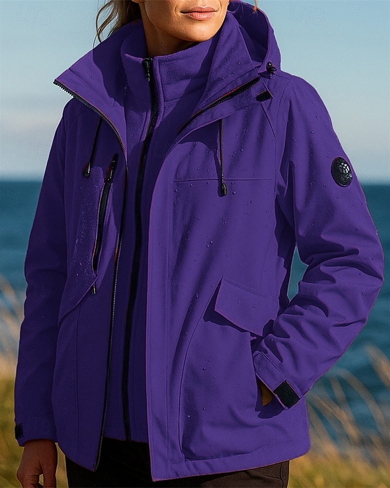 Per donna Giacca da escursionismo Giacca in Pile Giacca 3 in 1 Inverno All'aperto Impermeabile Antivento Top Nero Bianco Rosso Viola del 2025 a $63.99 –P6