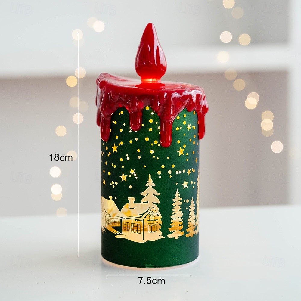 1 Pc Christmas Glass LED Light Handheld Light Electronic Candle Light Wind Light Desktop Ornament Light Atmosphere Light Warm Light AAA Battery Box 2025 - CAD $11.99 –P9