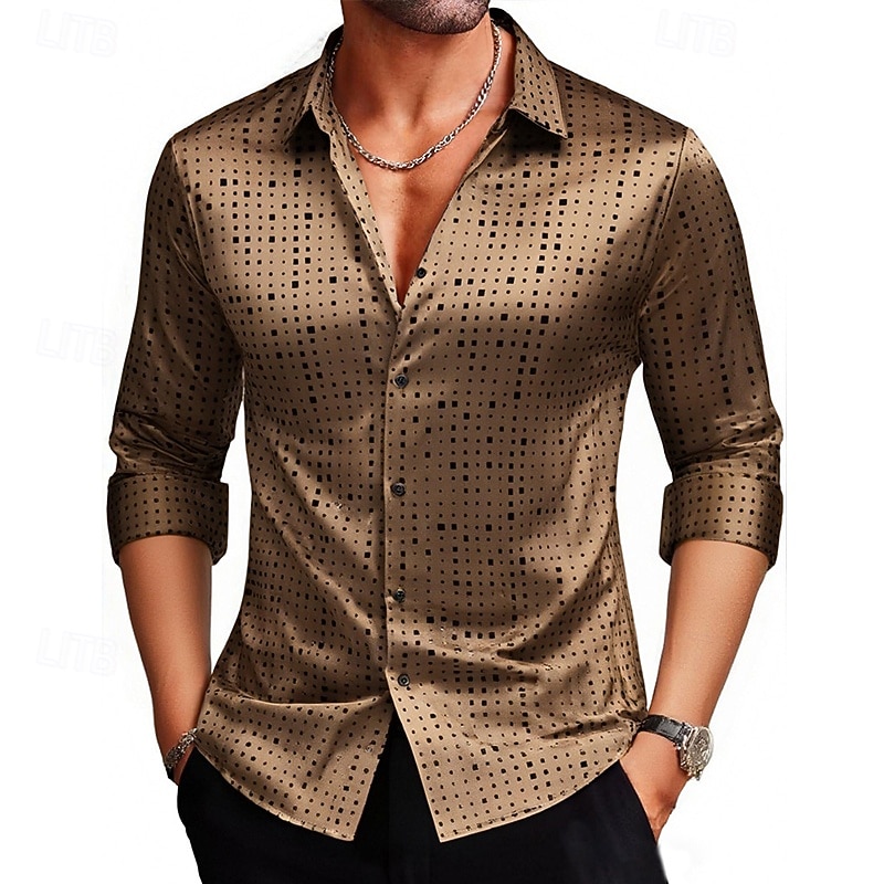 Per uomo Camicia Camicia in raso Camicia elegante Camicia casual Camicia con Bottoni Camicia da Ballo A Pois Formale Abbigliamento da sera Nero Blu marino Oro Manica Lunga Bavero Tutte le stagioni del 2025 a $25.99 –P1