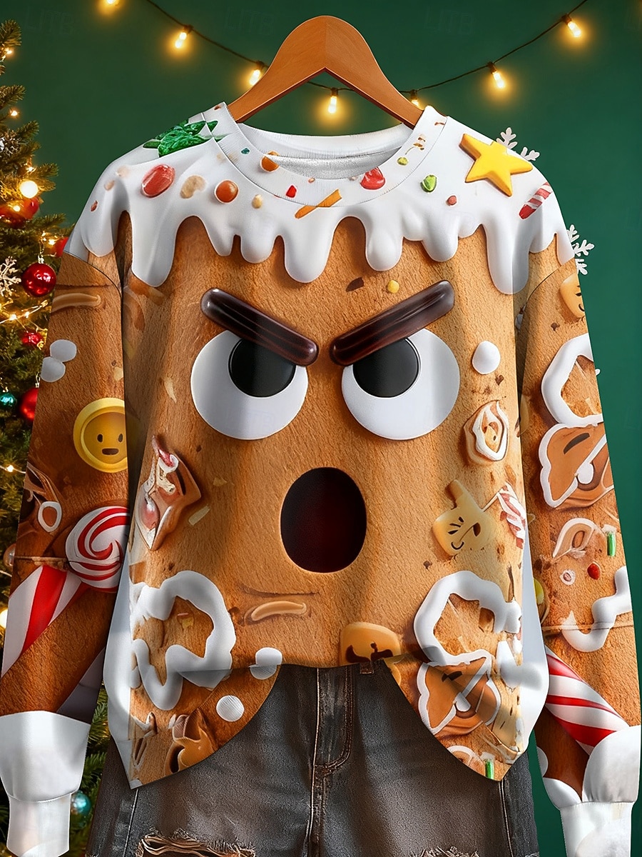 Damskie Pullover Graficzny Geometryczny Ciepłe Klasyczny Codzienny Długi rękaw Półgolf Zwykłe topy Dom Ulica Na co dzień Nadruk Biały Żółty Rumiany róż Brązowy Jesień Zima 2025 - $29.99 –P1