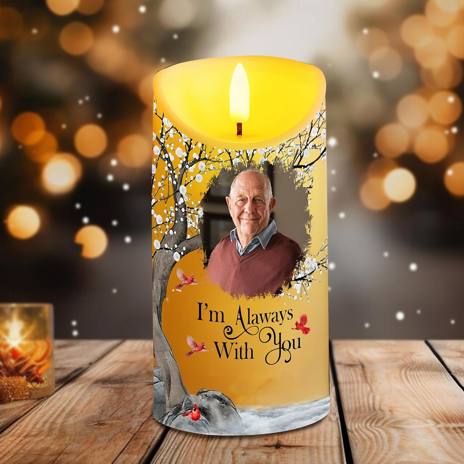 Personalisierte LED-Gedenkkerze mit individuellem Foto, Beileidsgeschenke für den Verlust geliebter Menschen, elegantes Erinnerungslicht für die Dekoration des Schlafzimmers zu Hause, Hommage an 2025 - $15.99 –P4