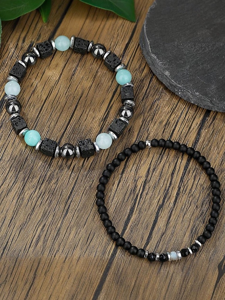 Armbåndssett med natursteinperler til menn, bohemsk lagdelt stretcharmbåndsmykke til fritidsbruk, fester og gaver 2026 - $11.99 –P5