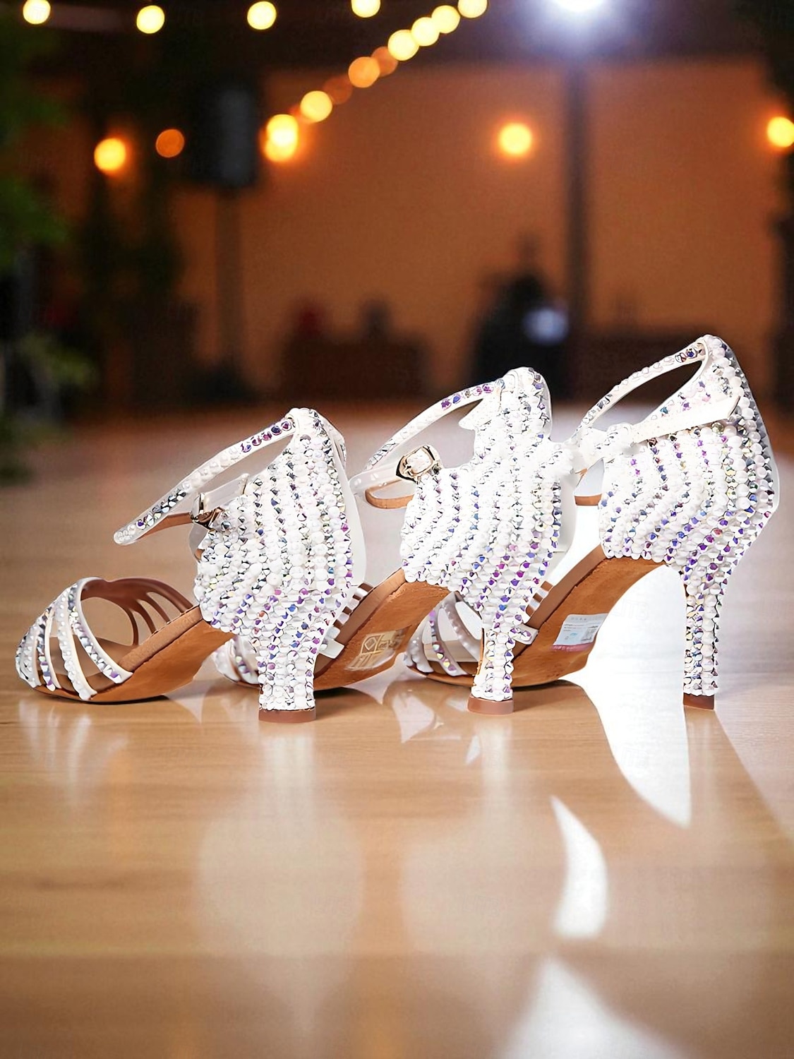 Women's Black Rhinestone Latin Dance Sandals - Strappy Glitter Professional Ballroom Shoes with Ankle Strap and Mid Heels for Salsa, Tango and Performance 2026 - $59.99 –P5