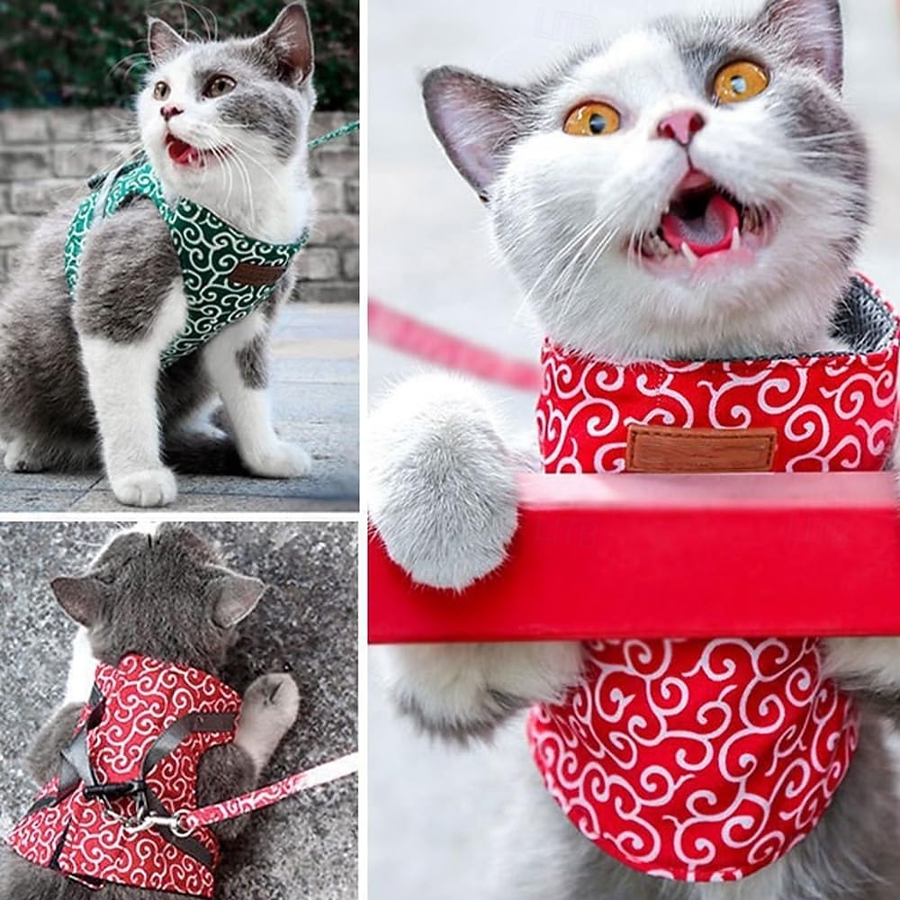 Cat Dogs Vest Harness and Leash, Anti-Break Away Chest Strap, Cats Clothes, Breathable Cat Harness Set, Escape Proof Soft Adjustable Vest Harnesses for Cats for Girl & Boy Cat Walking 2025 - $16.49 –P7
