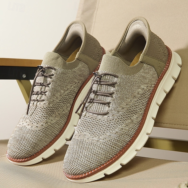 scarpe da ginnastica Oxford traspiranti da uomo in maglia – scarpe casual leggere con finiture in pelle di vacchetta per camminare, indossare ogni giorno e viaggiare del 2026 a $54.99 –P1