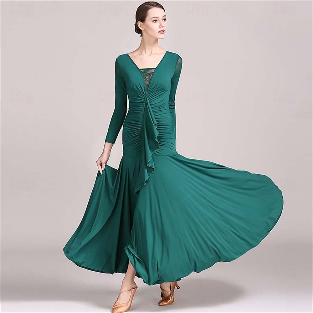 Women's Long Sleeve Modern Dance Dress Practice Dress Ballroom Dance Costume 2026 - $105.99 –P7