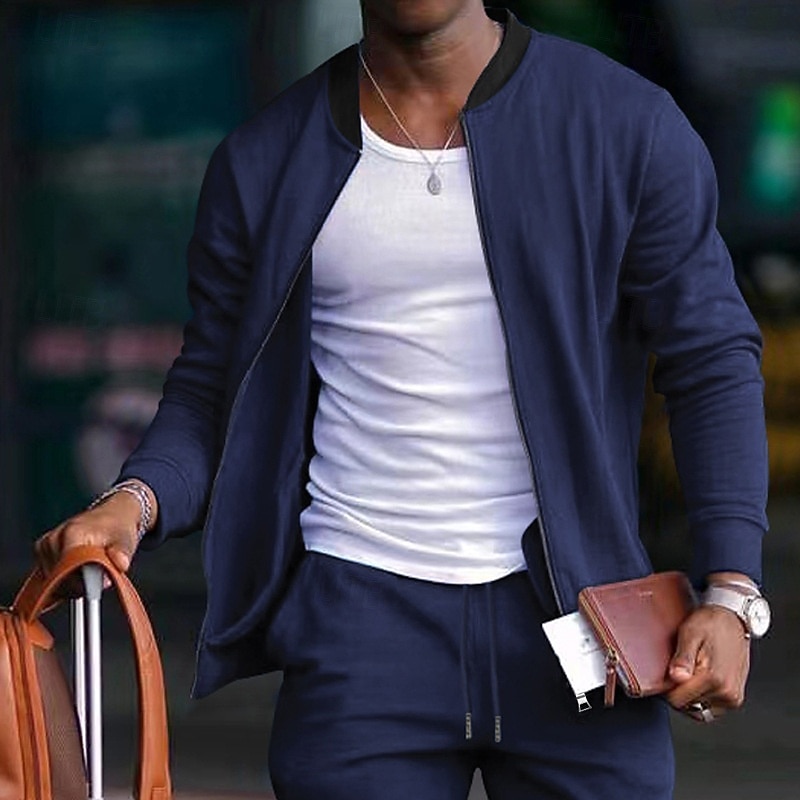 Per uomo Giacca Leggera Giacca Casual Vacanza Quotidiano Traspirante Tasca Primavera Autunno Blocco di colori Moda Classico Collo alla coreana Regolare Nero Giallo Rosso Blu marino Blu reale Giacca del 2026 a $24.99 –P11