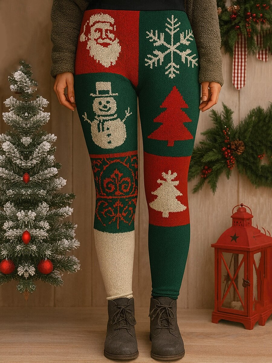 Leggings De Disfraz De Navidad Para Mujer – Pantalones Elásticos Ajustados Para Mujer, Pantalones Elásticos Con Estampado De Papá Noel, Reno, Leggings De Navidad, Mallas De Entrenamiento, Correr
