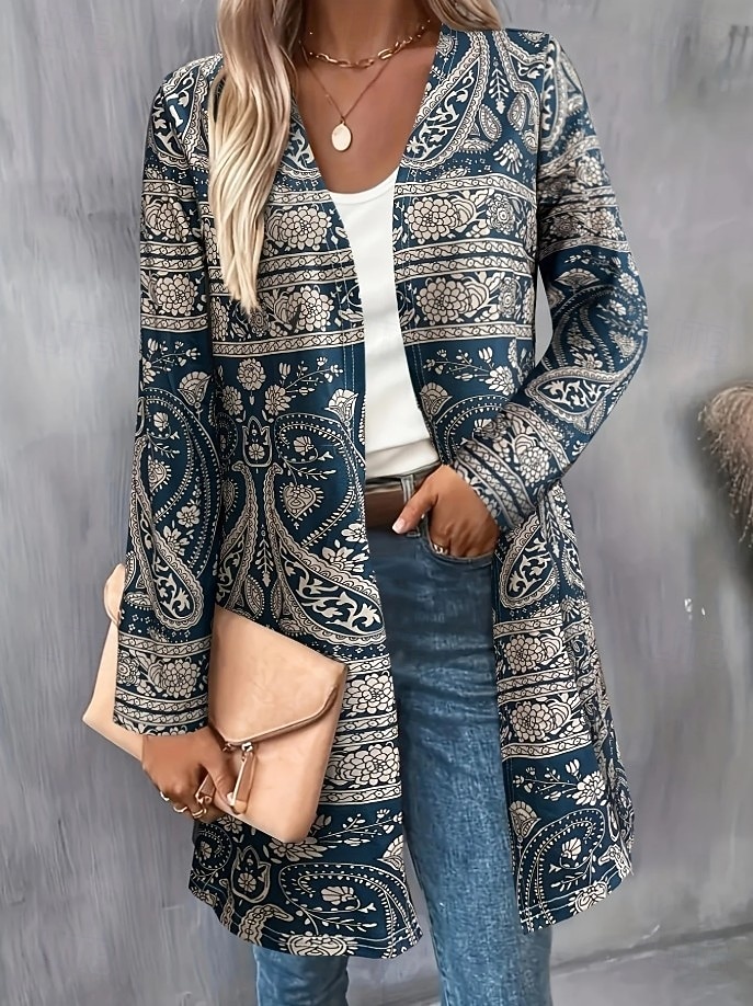 Femmes Manteau d'Hiver Trench Léger Confortable Imprimé Front ouvert ancien Mode Occasionnel Boho Vintage Géométrique Vacances Occasionnel Long Sans Col Coupe régulière manche longue Vêtements de 2025 ? $23.99 –P4