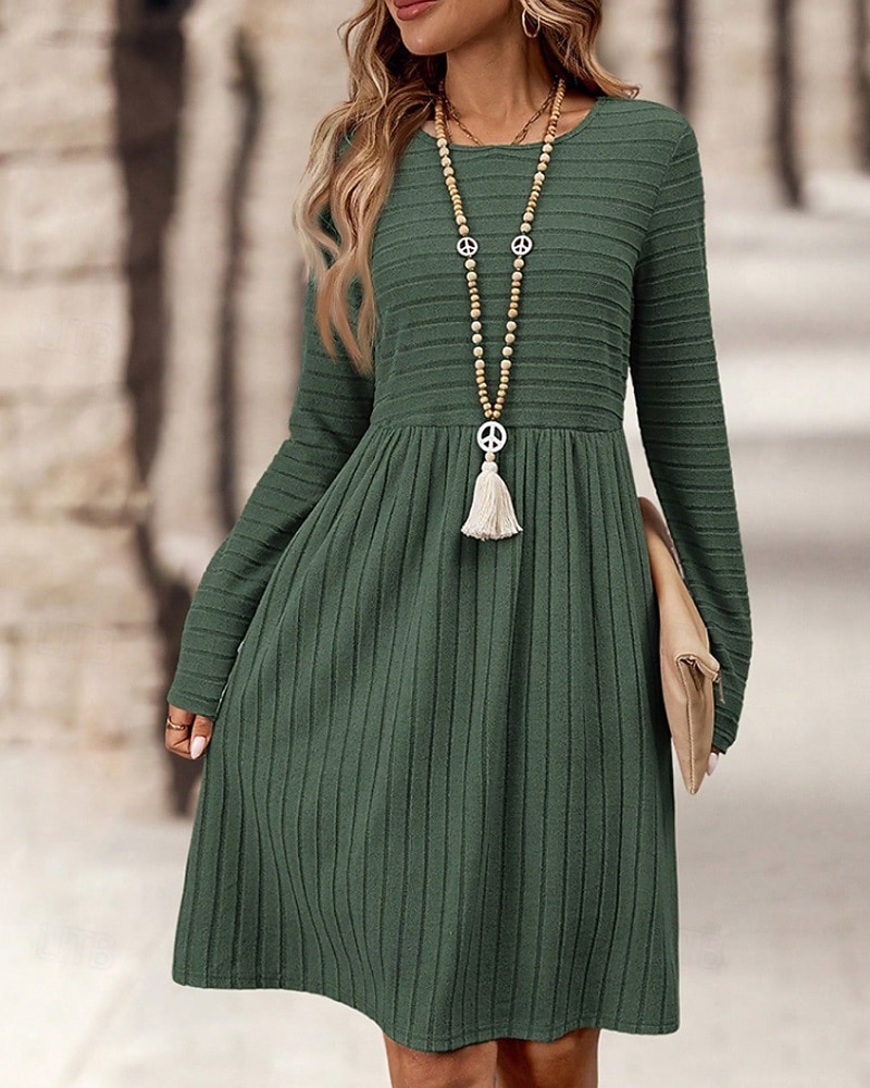 Dames Mini-jurk Casual jurk Modern Buiten Vakantie Dagelijks Normale pasvorm Effen Lange mouw Strakke ronde hals Zwart Marineblauw Donkergroen Oranje Lente Herfst 2025 - $23.99 –P2