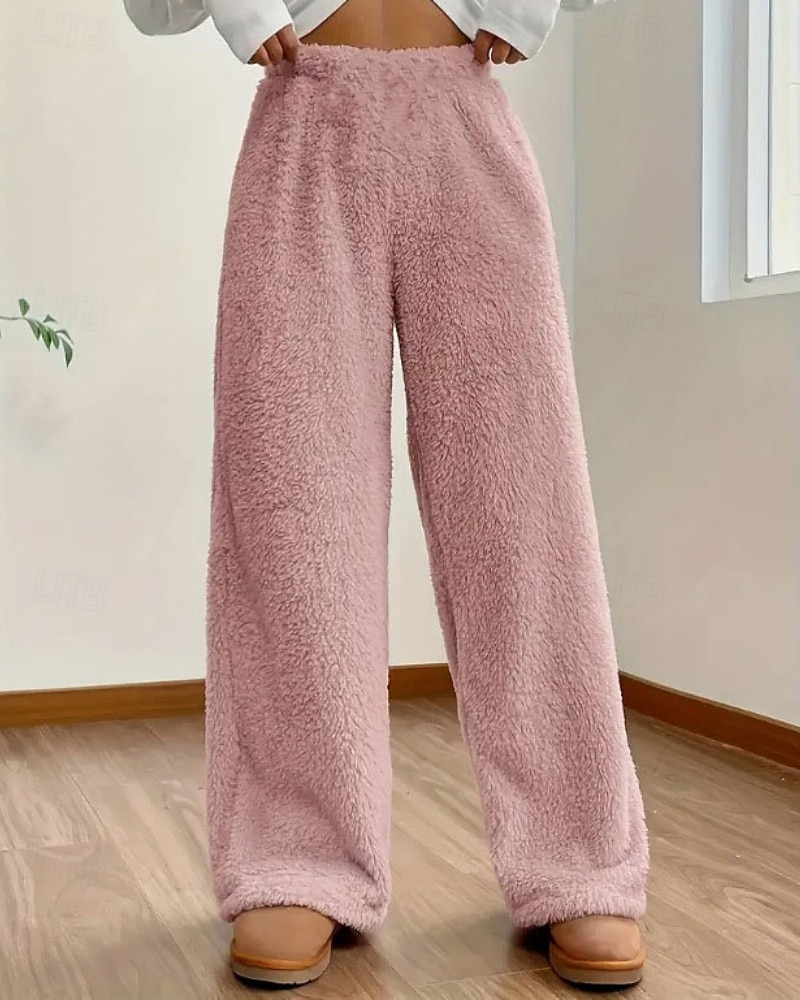 Femmes Jambe large Slacks Mode Occasionnel Longueur complète Taille Moyenne Uni Taille Élastique Chaleur Thermique Non Elastique Élastique Formel Vacances Rue Gris clair Gris foncé Chameau Gris Hiver de 2025 ? $26.99 –P4