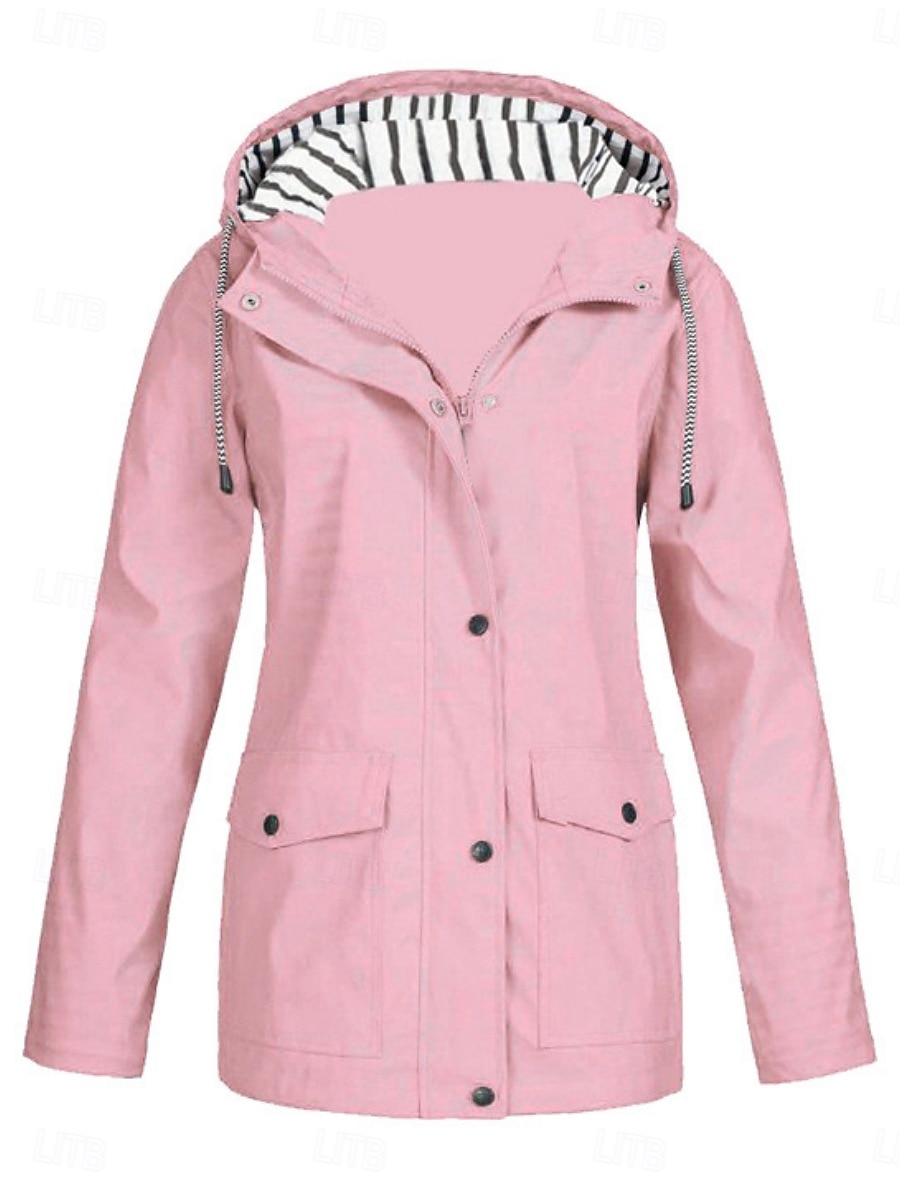 Mujer Chaqueta con capucha Cómodo Transpirable Bolsillo Botones Casual Plano Vacaciones Calle Casual Ropa Cotidiana Botonadura Simple Regular Con Capucha Ajuste regular Manga Larga Ropa de calle 2025 - $31.99 –P7