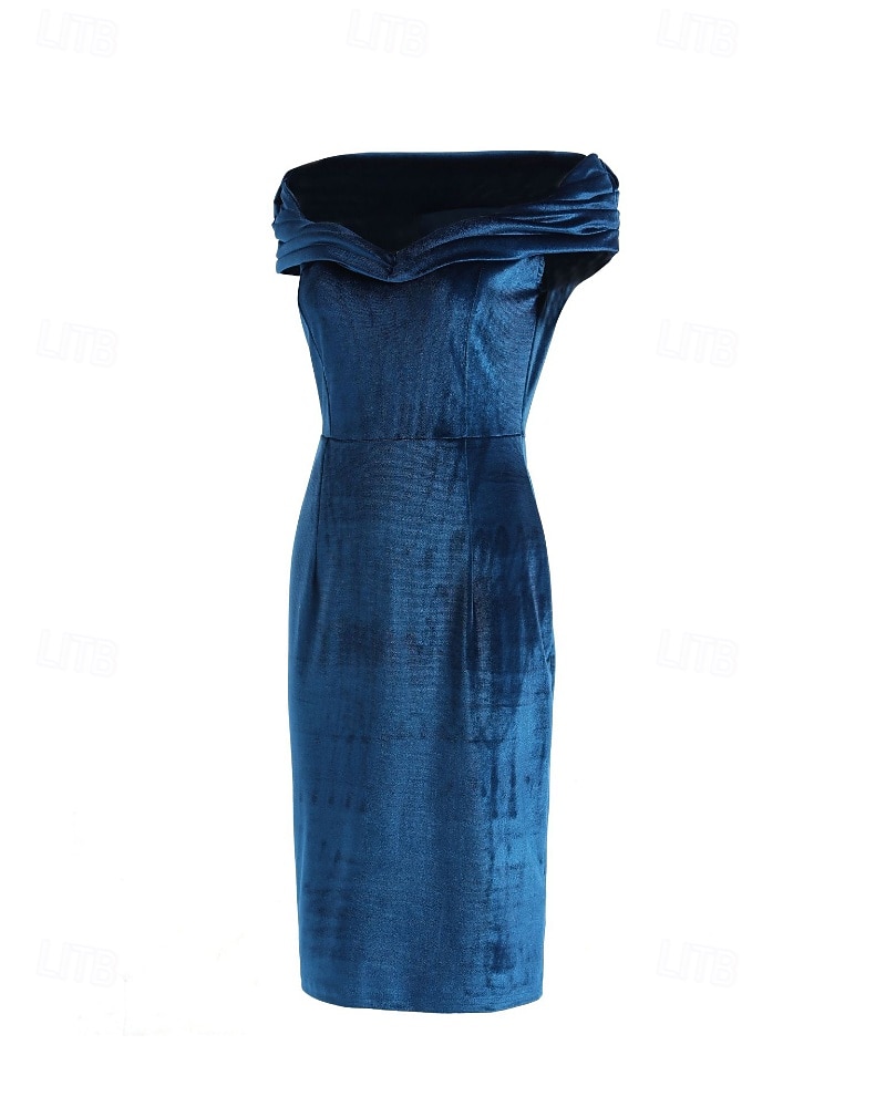 Femmes Robe Midi Robe en Velours Robe de Soirée Robe de Cocktail Robe fourreau Élégant Moderne Soirée Coupe régulière Uni Manche Courte Épaules Dénudées Noir Vin bleu marine Bleu paon Printemps de 2025 ? $26.99 –P4