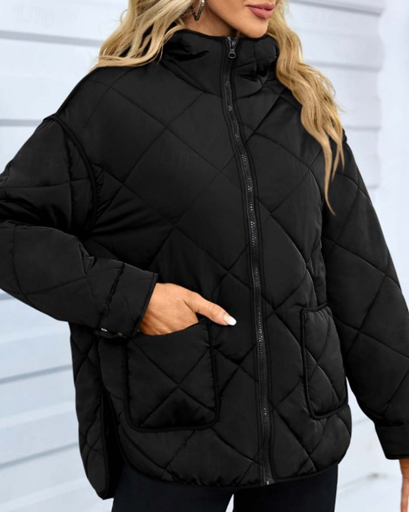 Mulheres Casaco de inverno Casaco com capuz Manter Quente Confortável Zíper Bolsos Hem irregular Casual Tecido Férias Casual Roupa Diária Final de semana Longo Com Capuz Normal Manga Longa agasalhos de 2025 por $65.99 –P10
