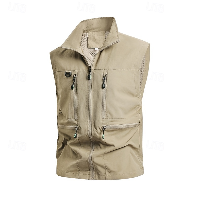 Ανδρικά Veste Gilet Γιλέκο ψαρέματος ΕΞΩΤΕΡΙΚΟΥ ΧΩΡΟΥ Καθημερινά Μοντέρνα Καθημερινό Άνοιξη Φθινόπωρο Κουμπώσου Τσέπη Νάιλον Άνετο Σκέτο Φερμουάρ Όρθιος Γιακάς Κανονικό Μαύρο Λευκό Χακί Πράσινο Χακί 2026 - $34.99 –P3