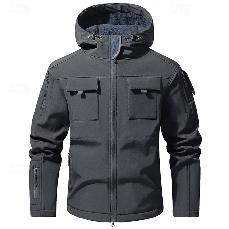 Homens Casaco exterior Jaqueta Softshell Jaqueta de Trilha Férias Diário A Prova de Vento À Prova-de-Água Bolsos Outono Inverno Tecido Côr Camuflagem Moda Clássico Com Capuz Padrão Cinzento Verde de 2026 por $47.99 –P19
