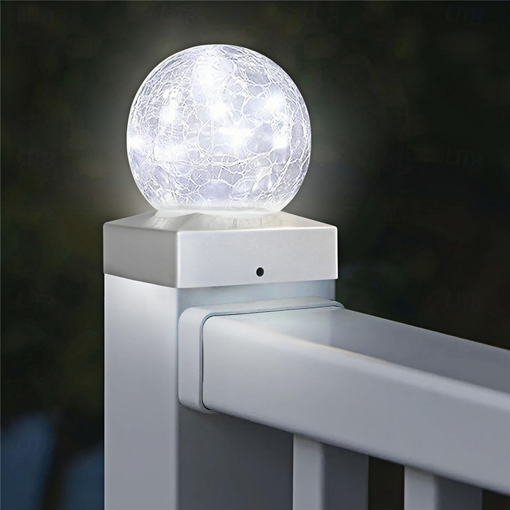 1 lámpara LED solar para jardín exterior, decorativa, de ambiente, para paisaje, faro delantero, bola de cristal agrietada, luz LED 2026 - $23.99 –P5