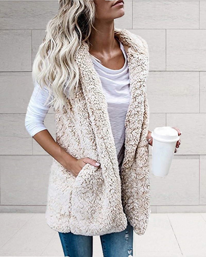 Per donna Gilet Confortevole Tasca Casual Tinta unica Vacanza Streetwear Casuale Abbigliamento quotidiano Regolare Felpa con Cappuccio Vestibilità regolare Senza Maniche Capispalla Nero Bianco Vino del 2025 a $19.79 –P4