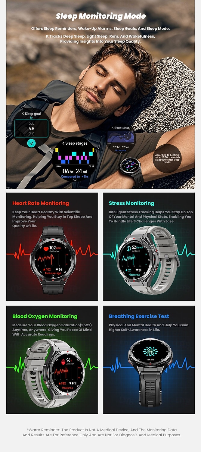 X28 Smart Watch 1.43 inch Smartwatch Fitness Running Watch Bluetooth Pedometer Call Reminder Activity Tracker Compatible with Android iOS Women Men GPS Long Standby Waterproof IP68 22mm Watch Case 2025 - $64.99 –P10