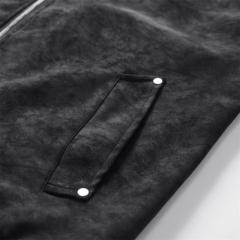 Per uomo Giacca in Ecopelle Giacca da Biker Giacca da Moto Vacanza Quotidiano Antivento Caldo Tasca Primavera Autunno Semplice Moda Classico Collo alla coreana Regolare Nero Grigio Giacca del 2025 a AED 170.19 –P8