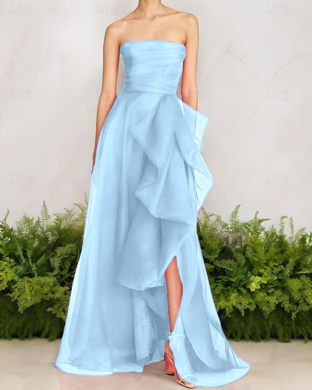 Rochie de Seară A-Line Stil Celebritate Rochie Elegantă Invitată de Nuntă Lungime Pe Jos Fără Mâneci Un Umăr Organza cu Fustițe Răsucite Fanta 2025 - $139.99 –P8