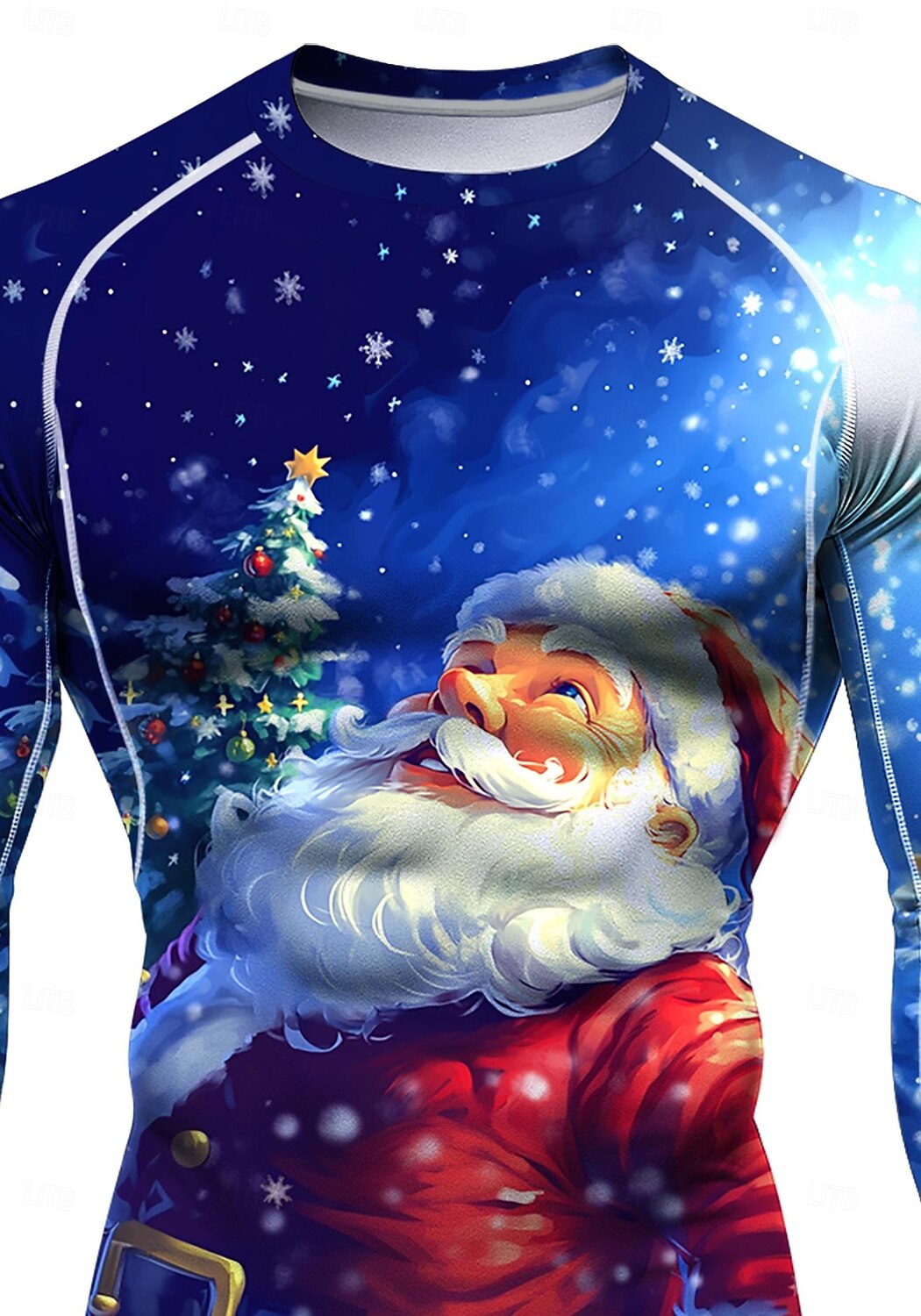 Новогодняя тематика Муж. Универсальные Футболка для бега Спортивная рубашка Фитнес-рубашка Рубашка тренировки Беговой верх Длинный рукав Футболка Футболка UPF 50 2025 - $22.99 –P3
