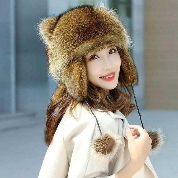 2025年 冬用のかわいいアライグマのぬいぐるみ帽子、耳あて付きの暖かいトラッパーハット、子供と大人用のフェイクアライグマの毛皮のウシャンカアビエイターハット  コレクション – AU $21.09 –P7