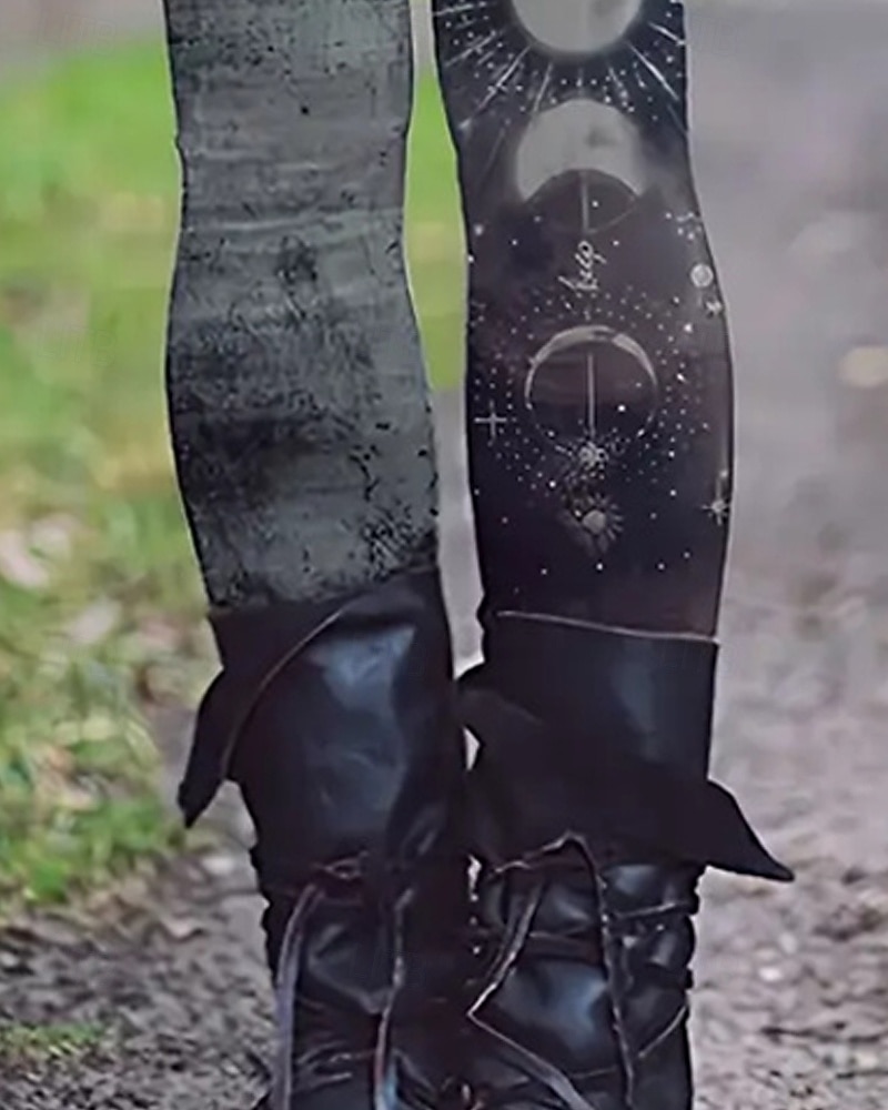 Per donna Leggings Leggings comodi Stile Etnico Essenziale Casual Lunghezza intera Vita Alta MOON Stampa Calore Termico Confortevole Elasticizzato Casuale Quotidiano Ferie Nero Autunno Inverno del 2025 a $17.99 –P3