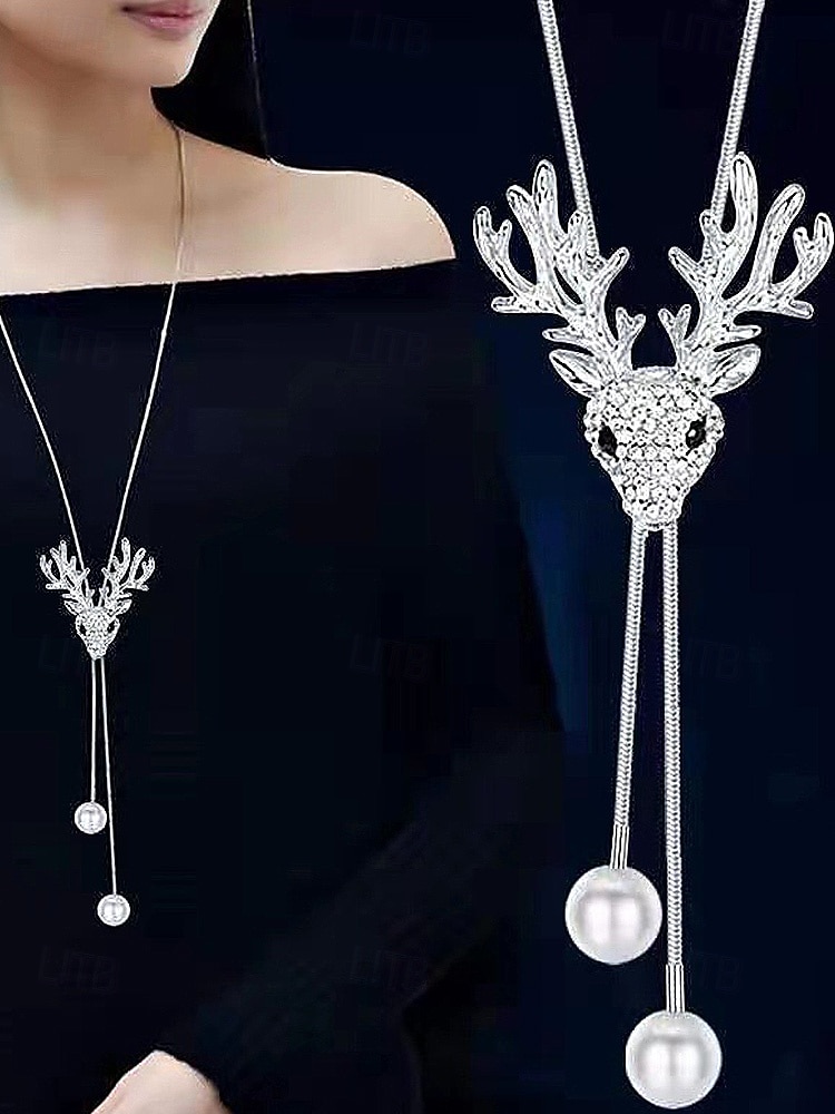 Γυναικείο κολιέ με κρεμαστό κόσμημα σε σχήμα χιονονιφάδας – κομψό κόσμημα με μακριά αλυσίδα και κρυστάλλινες λεπτομέρειες για κυρίες, χειμερινή μόδα και χριστουγεννιάτικο δώρο 2025 - $11.99 –P11