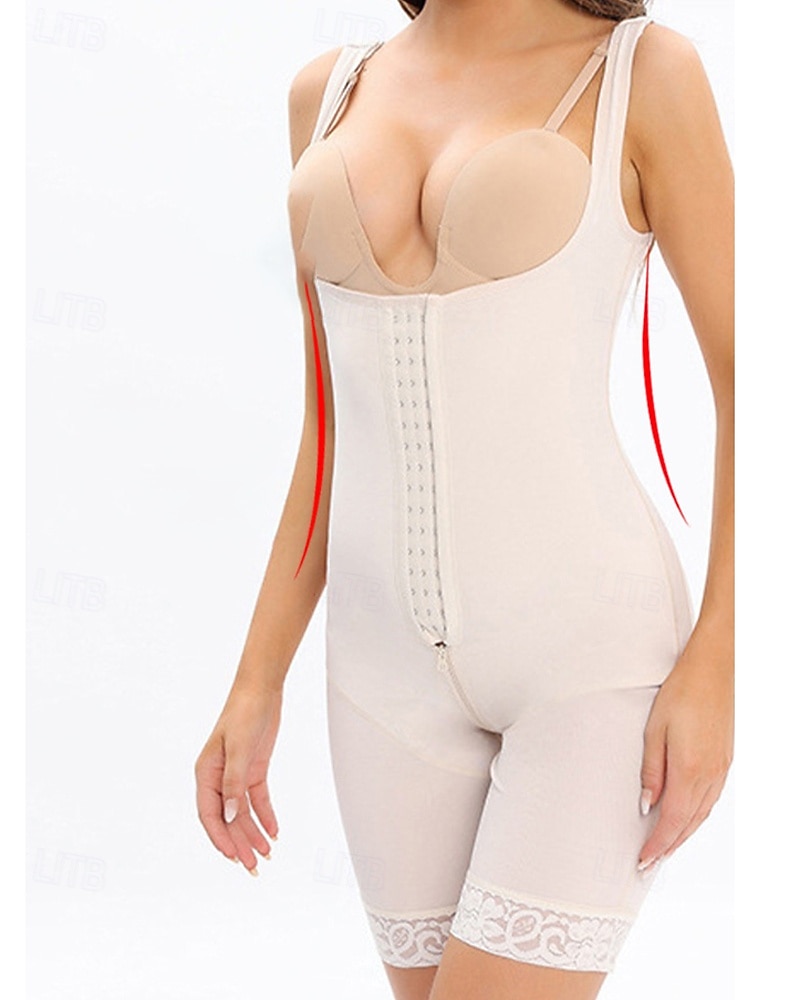 Dam Shapewear Midjetränare Ledigt Ren färg Spets Knappar Gata Datum Utekväll Ärmlös U-hals Svart Vit Vår Höst Skräddarsydd passform 2025 - $37.99 –P6